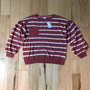 NWT Nine West Striped Balloon Sweater